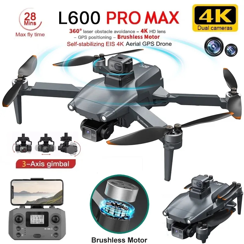 L600 pro max gps drone profiss - Drone Gimbal Brushless avaliação e preço