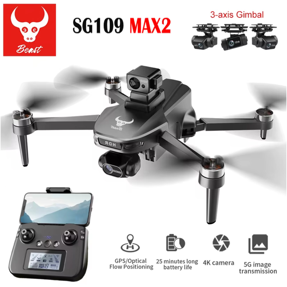 Sg109 max2 profissional fpv 8k - Drone Gimbal 3 Axis avaliação e preço